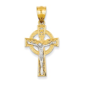 14k Two tone Iona Crucifix Pendant