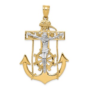 14k Two tone Mariner  s Crucifix Pendant