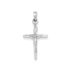 14k White Gold INRI Crucifix Charm