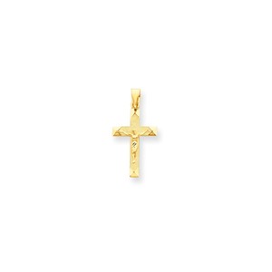 14k Diamond cut Crucifix Pendant