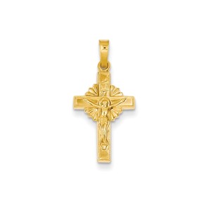 14k INRI Hollow Crucifix Pendant