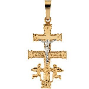 TWO TONE CARA VACA CROSS PENDANT