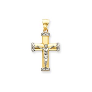14k Two tone Crucifix Pendant