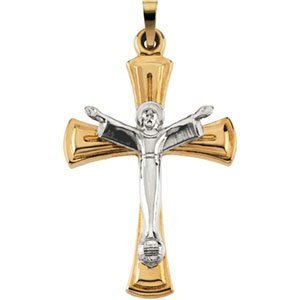 TWO TONE CHRIST IS RISEN CRUCIFIX PENDANT
