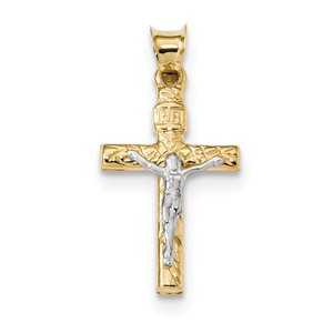14k Two Tone Crucifix Pendant