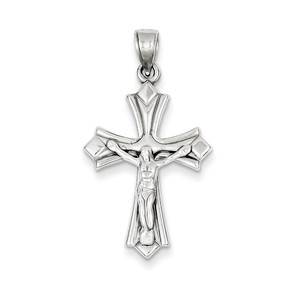 14k White Gold Reversible Crucifix  Cross Pendant