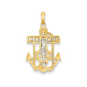 14k Two tone Mariner  s Crucifix Pendant