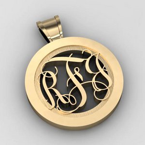 Round Monogram Vine 3 Letter Cut Out Pendant