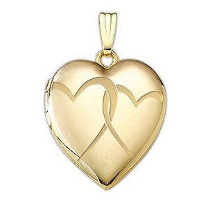 14K Gold Filled Yellow  Interlocking Hearts  Heart Locket