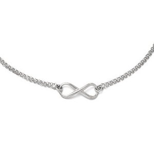 Sterling Silver Polished Infinity Symbol Necklace w  18 Inch Chain