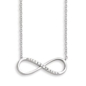 Sterling Silver with CZ Horizontal Infinity Symbol Necklace w  16 Inch Chain