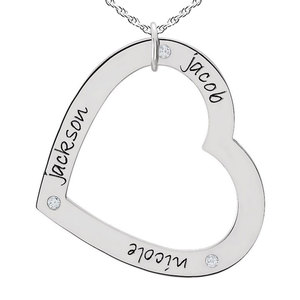 Three Birthstones Large Heart Pendant