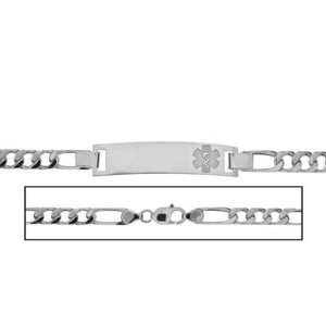 Sterling Silver Women s Figaro Link Medical ID Bracelet