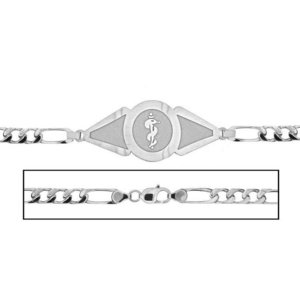 Sterling Silver Women s Figaro Link Medical ID Bracelet