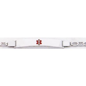 Sterling Silver MEDICAL ID BRACELET W  ANCHOR CHAIN LINK CHAIN