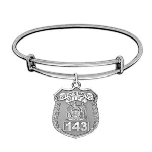 Police Wife Personalized Police Badge with Officer s Name   Number Expandable Bracelet