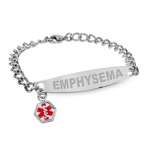 Stainless Steel Women s Emphysema Medical ID Bracelet