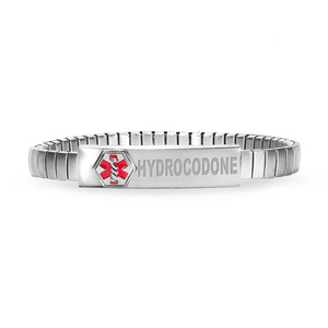 Stainless Steel Hydrocodone Women s Medical ID Expansion Bracelet
