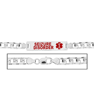 Men s Seizure Disorder Curb Link Medical ID Bracelet