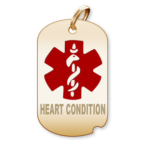 Dog Tag Heart Condition Charm or Pendant