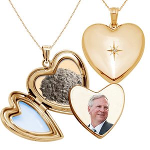 Cremation   Hair Photo Locket with Diamond