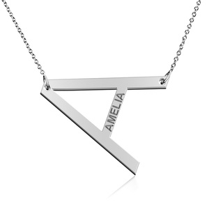 Personalized Large First Initial Pendant with Name