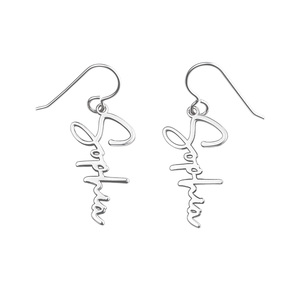 Pair Of Modern Script Name Dangle Earrings