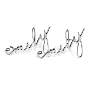 Pair Of Minimalist Script Name Earrings