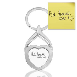 Stainless Steel Personalized Handwriting Heart Keychain