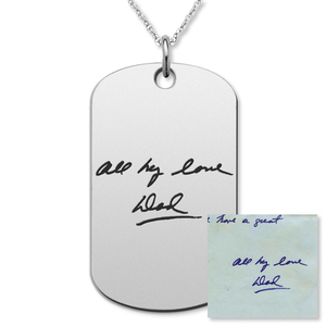 Stainless Steel Personalized Handwriting Dog Tag w  24  Ball Chain