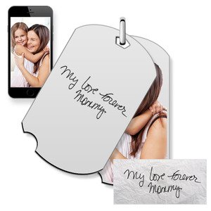 Personalized Sterling Silver Handwriting Swivel Dog Tag Pendant