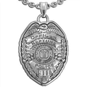 Personalized Police Badge Necklace or Charm   Shape 2
