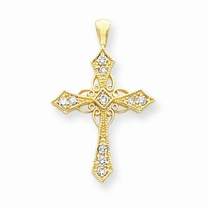 14k AAA Diamond cross pendant