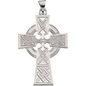 14K White Gold LARGE CELTIC CROSS PENDANT
