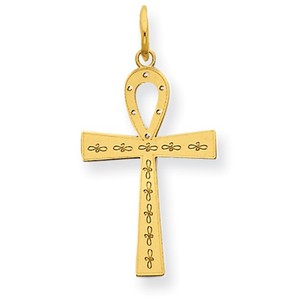 14K Laser Designed Ankh Cross Charm
