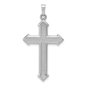 14k White Gold Polished and Textured Cross Pendant