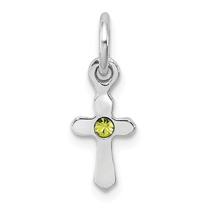 Sterling Silver RH Plated Child  s Preciosca Crystal Aug Cross Pendant