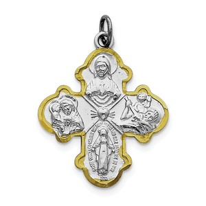 Sterling Silver Rhodium plated 4 way Medal
