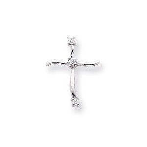 14k White Gold AA Diamond Cross Pendant