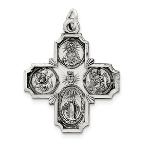 Sterling Silver Antiqued 4 way Medal