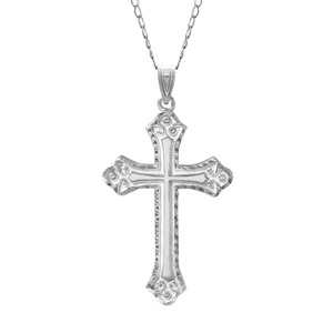 Sterling Silver Diamond Cut Cross Pendant