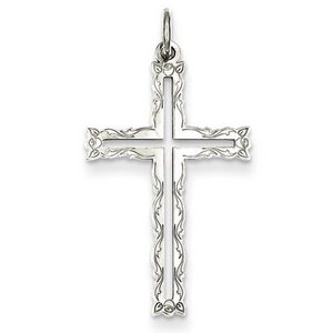 Sterling Silver Laser Designed Cross Pendant