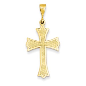 14k Fleur De Lis Cross Pendant
