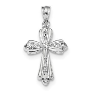 14k White Gold Polished D C Fancy Cross Pendant