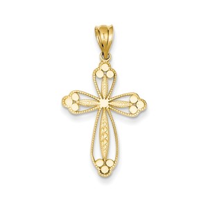 14K Budded Cross Pendant