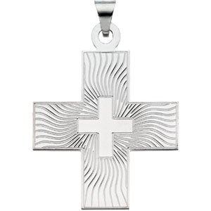 14K White Gold GREEK CROSS PENDANT