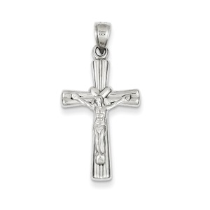 14k White Gold Reversible Crucifix  Cross Pendant