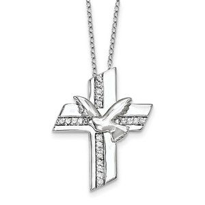 Sterling Silver CZ Confirmation Blessings 18in  Necklace