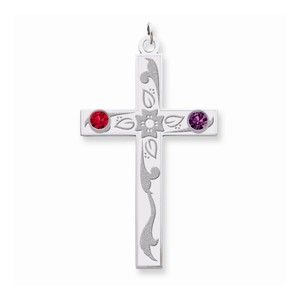 Sterling Silver Crystal Family Cross Pendant