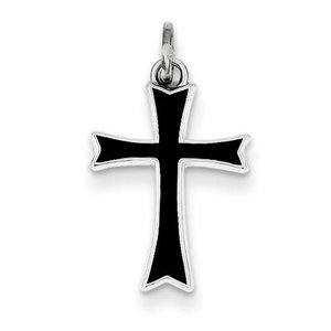 Sterling Silver Black Enameled Cross Charm